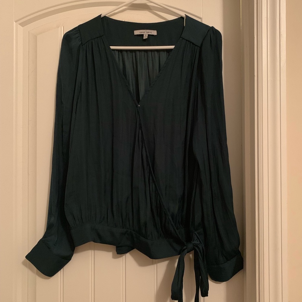 Hunter green button tie long sleeve